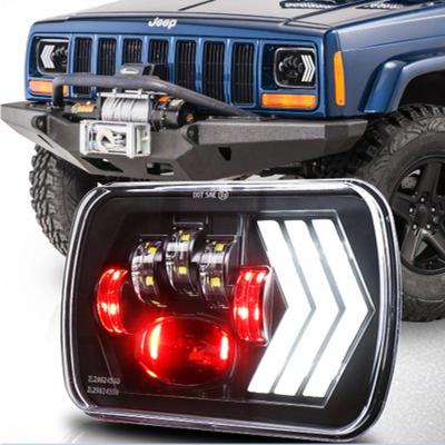 China Offroad Light 6x7 5x7 Rectangular Amber Red DRL Offroad Led Headlight 7 Inch Square LED Spotlight White Turn Signal For Jeep for sale