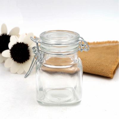 China Wholesale 180ml 500ml 750ml 1000ml 1500ml Round Storage/Square Food Storage Bottle Glass Jar With Metal Flip Top Cap for sale