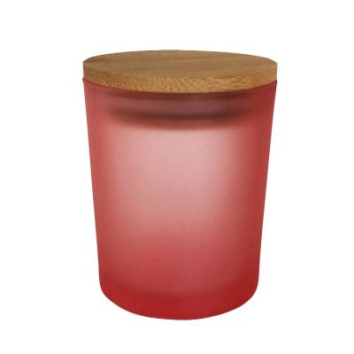 China Home Decoration China Supplier 6oz 8oz 10oz 12oz Frosted Candle Jars Red Candle Ships With Wooden Lids In Stock for sale