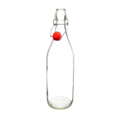 China Wholesale Custom Recycled Transparent Wine Bottle 500ml Around Screw Top Glass Classic Bottle With Clip On Cork for sale