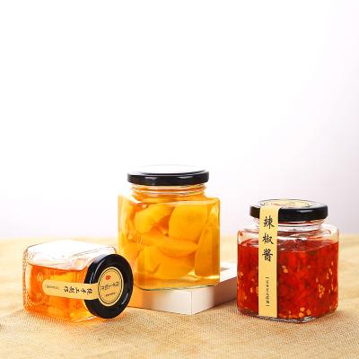 China Bulk Mini Square Empty Food Storage Storage Bottle Clear Glass Fruit Honey Jam Jar for sale