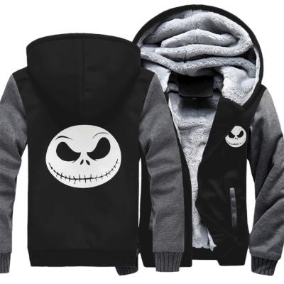 China Custom Simple Wholesale Men's Cotton Anti-wrinkle Cheap Winter Solid Color Logo Hoodies Jack Face Nightmare Before Christmas Zip for sale