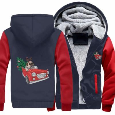 China 2021 New Arrival Customized Print Breathable Logo Christmas Pug Men Hoodies Big Pocket for sale