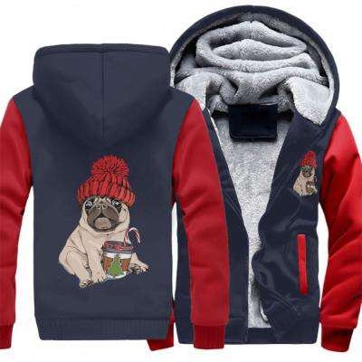 China Breathable Wholesale Cheap Custom Embroidered 100% Cotton Christmas Pug Mens Hoodies Big Pocket for sale