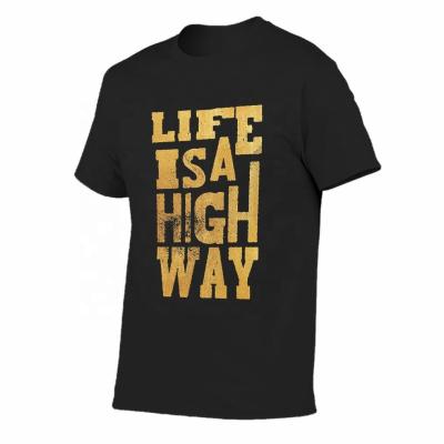 China High Quality Breathable OEM Men's T-shirt Life Is A Road T-shirt Men's Solid Color for sale