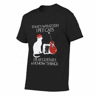 China Breathable 100% Cotton Short Sleeve Cats And Guitar T Shirt Vintage T Shirts For Men for sale