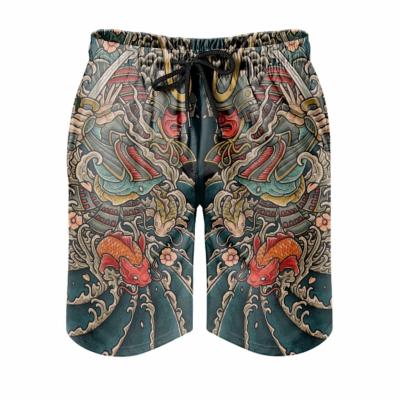 China High Quality Printing Tattoo Mens Samurai Anti-wrinkle Japan Shortsmens Gym Shorts With Pocket for sale