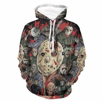 China Wholesale New Breathable Fashion Pullover Sweatshirts Printing Logo Hoodies Halloween Horror Movie Character Jason Men Full Zipper Hoodie for sale