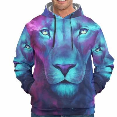 China Custom Print Tiger Lion Animal Men's Breathable Hoodies Striped Hoodie for sale