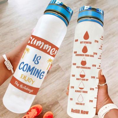 China Minimalist 1000Ml 36Oz Custom Logosummer Plastic Comes Enjoy Vacation Sports Bottlefree Leakproof Water Bottle for sale