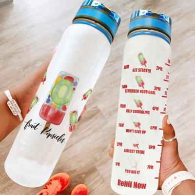 China Wholesale Minimalist 1000Ml Sports Fitness Waterfruit Popsicles Plastic Bottlewith Filter For Gym And Outdoor for sale