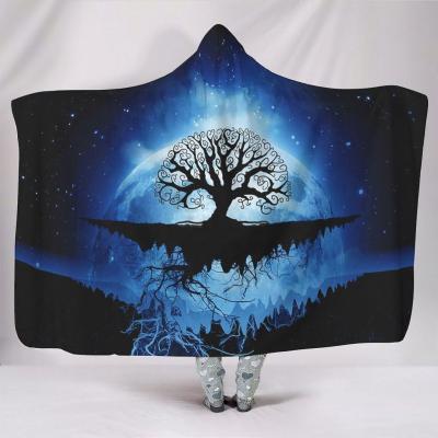 China Custom Women's PORTABLE Hoodie Blanket Giant Tree Of Life Hooded Blankets Halloween Hooded Blankets for sale