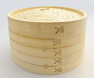 China 8 Inch 100% Natural Bamboo Steamer Basket Stored Healthy Cooking For Rice Vegetables Fish Includes Cotton Liners for sale