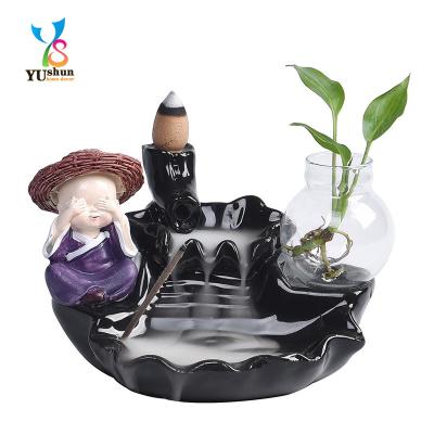 China Incense Burner Ceramic Free sample wholesale ceramic incense burner set holder arabic waterfall burner incense backflow incense burner for sale