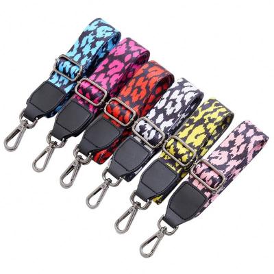 China Fabric Custom3.8cm 5.0cm Leopard Print Bag Adjustable Shoulder Bag Belt Strap Replaceable Leopard Grain Ties Jacquard Ribbon for sale