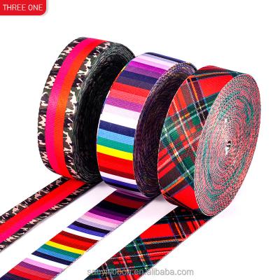 China High Tenacity Stock 38mm50mm Clothing Accessories Printing Webbing Pet Webbing Polyester Belt Bag Strap Color Stripe Printed Webbing for sale