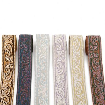 China Viable Hot Selling 50mm Web Band Polyester Jacquard Guitar Strap Apparel Ribbon National Wind Instrument Ribbon for sale