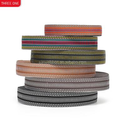 China Factory Wholesale 50mm Polyester Jacquard Webbing Viable Stripe Bags Shoulder Straps Shoes And Hats Webbing Decorative Clothing Belt for sale