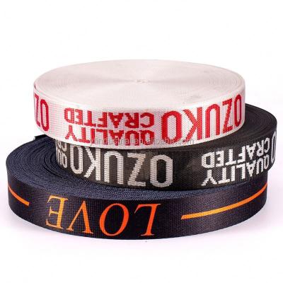 China Viable Custom Colored Webbing 38mm Printed Nylon Webbing For Dog Collars Lettering Jacquard Shoulder Strap Lettering Webbing for sale