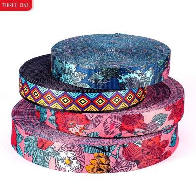 China Other spot 38mm 50mm polyester printed cotton jacquard cotton sash backpack shoulder strap pet ribbon for sale