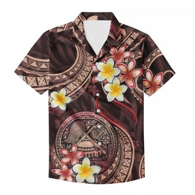 China Low price factory direct sales anti-pilling design luxury men's shirt Samoan style customizable models Polynesia traditional tribe 1 MOQ for sale