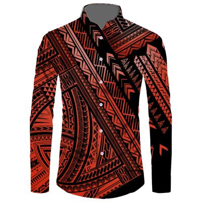 China Hot Selling Tribal Luxury Tribal Polynesian Luxury Men's Long Sleeve Comfortable High Quality Large Shirt Fashionable Men's Classy Shirt Customized Design for sale