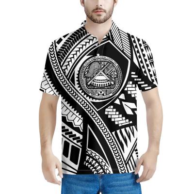 China Polynesian Tribal Pattern Short Sleeve Anti-Wrinkle Polo T-shirt Hawaii Black/White Polo Shirts Men&'s Plus Size Custom Design T Shirts For Men for sale