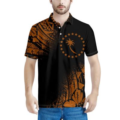 China Anti-Wrinkle Polo Shirts With Logo Polynesian Tribal Brown Coconut Tree Pattern Men's Casual Shirt Short Sleeve Plus Size New Black Polo Shirt for sale