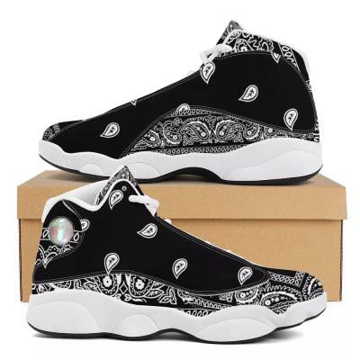 China Active Sports Bandana Print Basketball Shoes High Quality Trainers Shoes Custom Made Sneakers Big Gize 14 PU Breathable And Wear Resistant for sale