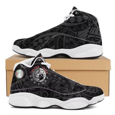 China New Active Style Polynesian Traditional Tribal Print Basketball Sneakers Sports Shoes Boys 2021 Black Men Sports Shoes Football Shoes for sale