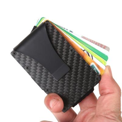 China Anti-theft RFID Blocking Real Carbon Fiber Card Holder Money Clip Carbon Fiber Wallet for sale