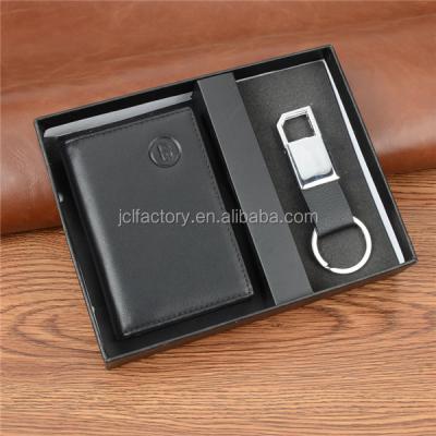 China Durable Business Men Leather Key Card Wallet Card Holder Gift Set for sale