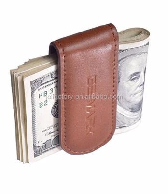 China Business Style Simple Strong Magnetic Leather Money Clip For Business Men for sale