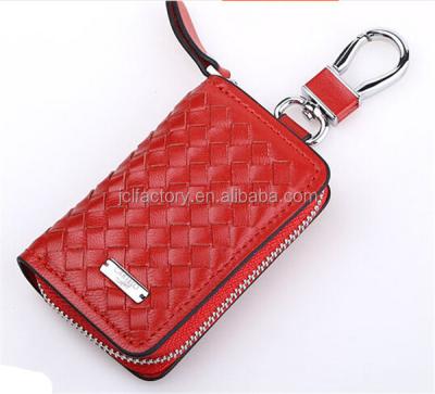 China Protect Car Key Red Color Car Key Case Genuine Leather Pocket for sale