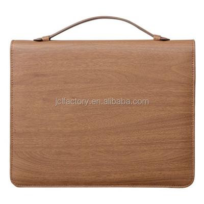 China Leather Folder Holder Business Style A4 Zipper Laptop Travel Document Folder Organizer with Paper Pads for sale