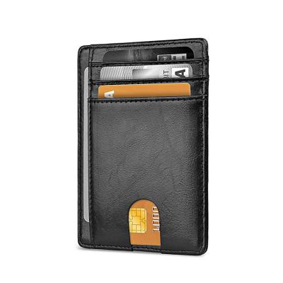 China RFID Blocking Buffway Slim Minimalist Front Pocket RFID Blocking Wallet Leather For Women Men for sale