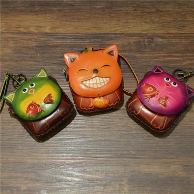 China Cute Genuine Leather Handmade Animal Style Coin Purse For Kids Change Purse for sale