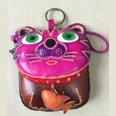 China Durable Small Moq Genuine Leather Animal Coin Purse Round Leather Coin Purse for sale