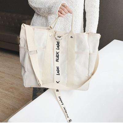 China Handled 2021 New Brand Canvas Bag Reusable Shopping Bags With Letters Casual Tote Bag Women Handbag Daily Use Handbags for sale