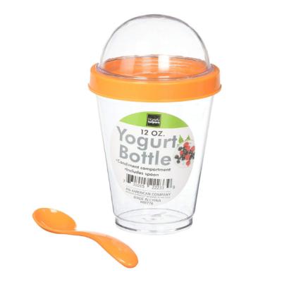 China 14oz PS Yogurt Cup with Top Compartment and Spoon Breakfast Cup for sale