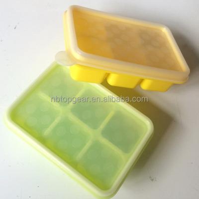 China Sustainable 6 Cube Silicone Ice Cube Tray With Freezer Lid / Ice Tray for sale