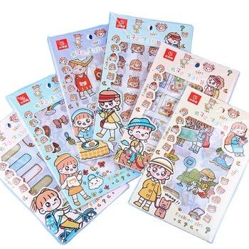 China Stick Papers Handbook Stickers PET INS Wind Cartoon Animation Girl DIY Handbook Decoration Material Material for sale