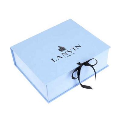 China Recycled Custom Printed Logo Various Sizes Cardboard Packaging Materials Gift Boxes With Ribbon Closure Boxes For Gift for sale