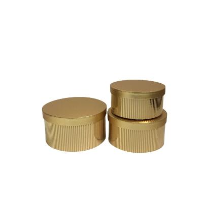 China Recycled Materials Spots Gold and Silver Vertical Stripe Hugs Bucket Flower Box Set of 3 Pieces Flower Gift Box Packaging Box for sale