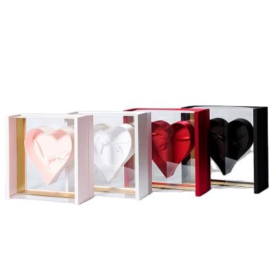 China New Sky Materials Hollow Flower Box Recycled Acrylic Panoramic Flower Box Heart Flower Gift Box for sale