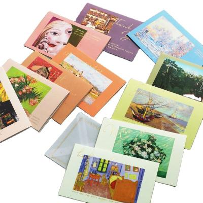 China Hot Stamping Famous China 12 Envelopes Painting Greeting Card Folding Oil Painting Message Card Folding Card In Half for sale