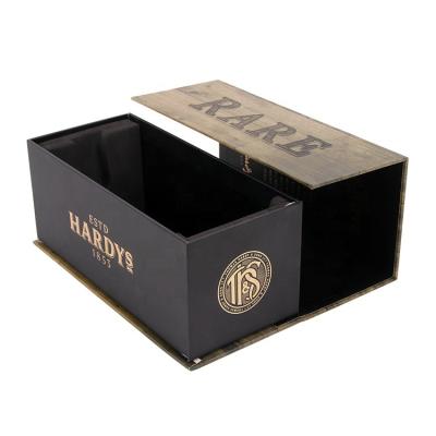 China Custom Luxury Cheap Recyclable Art Paper Packaging Wine Gift Box, Magnetic Foldable Single Cardboard Wine Box Wholesale for sale