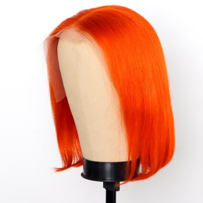 China Wholesale Silky Straight Indian Remy Straight Hair Natural Red Bob Front Lace Wig From India for sale