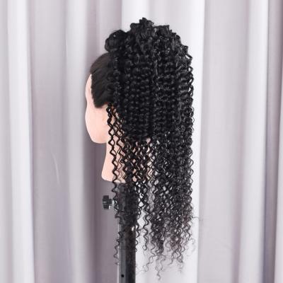 China Natural African Girl Hair Bundles Deep Wave Hair Drawstring Ponytail Clip In Hair Extensions Color Blow Ponytail Natural Products for sale