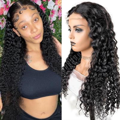 China Wholesale Deep Wave Human Hair Wig Lace Front Wigs Brazilian Virgin Hair 4*4 Lace Closure Wigs For Black Women for sale